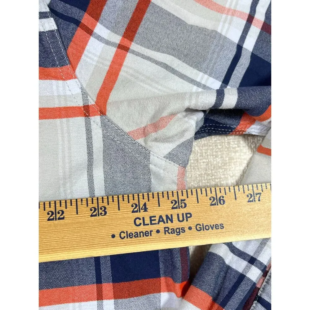 The North Face Men’s 2XL Orange Blue Plaid Long Sleeve Button Front Shirt Travel